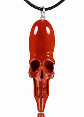 Red Jasper Carved Elongated Crystal Skull Pendant