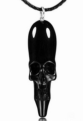 Black Obsidian Carved Elongated Crystal Skull Pendant