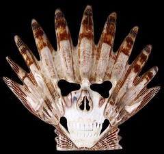 Huge 5.0" Scallop Shell Carved Crystal Skull Mask