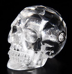 Faceted 1.4" Quartz Rock Crystal Carved Crystal Skull Pendant