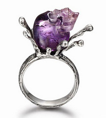 Splash Amethyst 925 Sterling Silver Carved Gemstone Crystal