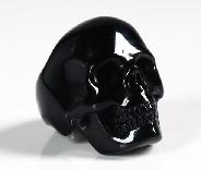Black Obsidian Carved Crystal Skull Ring