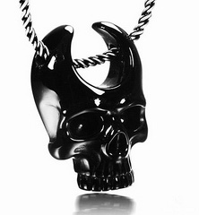 Black Obsidian Carved Crystal Skull Pendant