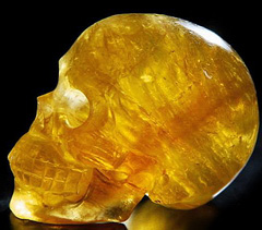 2.0" Orange Fluorite Carved Crystal Skull, Realistic