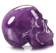 1.5" Amethyst Carved Crystal Skull, Realistic