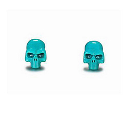 Turquoise Carved Crystal Skull Earrings