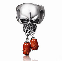 Roses Are Red - 925 Sterling Silver Skull Ring with Red Jasper Carved Gemstone Crystal Rose Drops