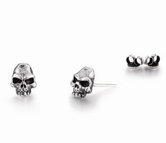 Tiny 925 Sterling Silver Skull Earrings