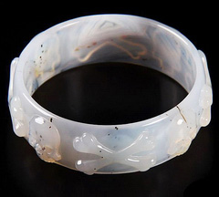 Agate Carved Crystal Skull Bracelet/Bangle