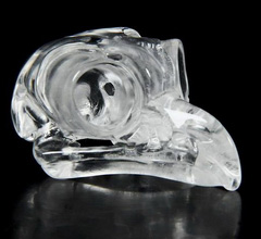 Clear 1.6" Quartz Rock Crystal Carved Crystal Owl Skull 