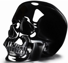 HUGE 5.1" Black Obsidian Carved Crystal Skull, Super Realistic
