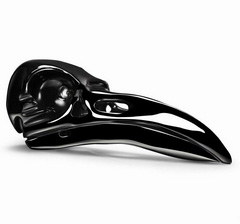 Huge 4.7" Black Obsidian Carved Crystal Raven Skull