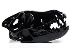 Huge 8.3" Black Obsidian Carved Crystal Wolf Skull Sculpture