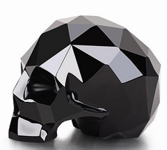 Amazing 3.9" Black Obsidian Carved Faceted Crystal Skull Sculpture