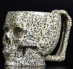 Huge 6.6" Dalmatian Jasper Carved Crystal Skull Coffee Mug