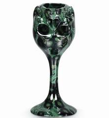 HUGE 5.3" Kambaba Jasper Carved Crystal Skull Stemmed Cup Sculpture