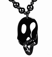 Black Obsidian Carved Crystal Skull Pendant/Necklace