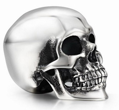 1.1" Oxidized & 925 Sterling Silver Skull, Super Realistic
