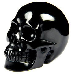 3.0" Black Obsidian Carved Crystal Skull, Realistic