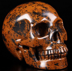 Huge 5.0" Mahogany Obsidian Carved Crystal Skull, Realistic