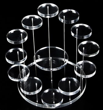 Floating 13 Crystal Skulls White Acrylic Display Stand for 1.5"-2.5" Crystal Skull