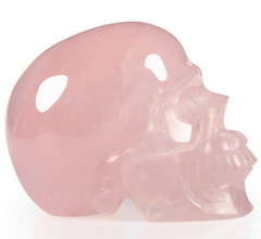 2.0" Rose Quartz Carved Crystal Skull, Realistic