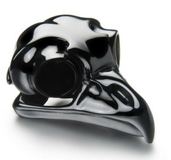 3.3" Black Obsidian Carved Crystal Owl Skull, Realistic
