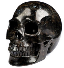 5.0" Russian Arfvedsonite Carved Crystal Skull, Realistic, Crystal Healing