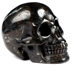 Flash 2.0" Russian Arfvedsonite Carved Crystal Skull, Realistic, Crystal Healing