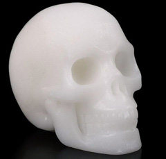 2.0" White Jade Carved Crystal Skull, Realistic, Crystal Healing