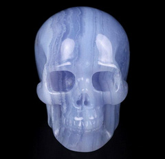 GEMSTONE 1.5" Blue Lace Agate Carved Crystal Skull, Realistic, Crystal Healing