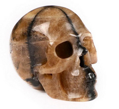 Gemstone 1.2" Chiastolite Carved Crystal Skull, Realistic, Crystal Healing