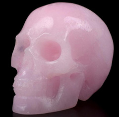 2.0" Pink Aragonite Carved Crystal Skull, Realistic, Crystal Healing