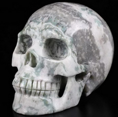 5.0" Peace Jasper Carved Crystal Skull, Realistic, Crystal Healing