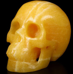 5.0" Beeswax Jade Carved Crystal Skull, Realistic, Crystal Healing