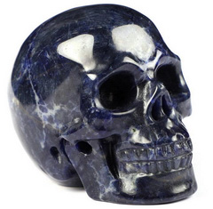 Nice 2.0" Sodalite Carved Crystal Skull, Realistic, Crystal Healing