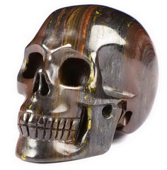 2.0" Colorful Tiger Iron Eye Carved Crystal Skull, Realistic, Crystal Healing