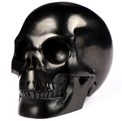 2.0" Jet Carved Crystal Skull, Realistic, Crystal Healing