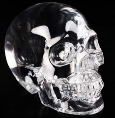 Huge 5.0" K9 Crystal Carved Crystal Skull, Realistic, Crystal Healing
