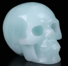 Gemstone 2.0" Aquamarine Carved Crystal Skull, Realistic, Crystal Healing