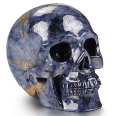Gemstone 2.0" Sapphire Corundum Carved Crystal Skull, Realistic, Crystal Healing