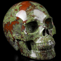Huge 5.0" Dragon Blood Jasper Carved Crystal Skull, Realistic, Crystal Healing