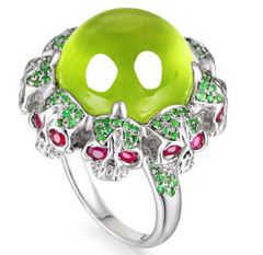 Fancy Gemstones with Skulls Ring Lemon Stone Carved Crystal Skull, Crystal Skull Jewelry