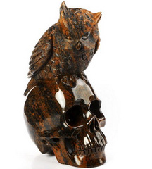 7.4" Mahogany Obsidian Carved Crystal Skull, Realistic, Crystal Healing
