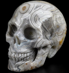 1.7" Red Crazy Lace Agate Carved Crystal Skull, Realistic, Crystal Healing