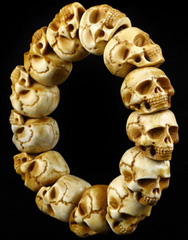 0.9" Antler Carved Crystal Skull Bracelet, Crystal Healing