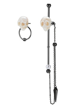  Pearl Hand Carved Crystal Skull Earrings, Skull Jewelry