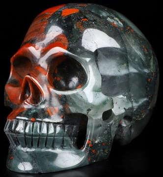 5.1" African Bloodstone Hand Carved Crystal Skull, Realistic, Crystal Healing