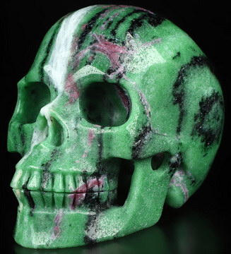 5.1" Ruby Zoisite Hand Carved Crystal Skull, Realistic, Crystal Healing