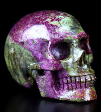 Gemstone 2.0" Stichtite and Serpentine Hand Carved Crystal Skull, Realistic, Crystal Healing